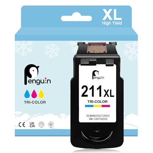 Penguin 211XL Tri-Color Ink Cartridge Replacement for Canon CL-211 for Pixma MX410 MX310 MX320 MX330 MX340 MP250 IP2702 MP230 MP280 MP480 Printer for Canon 211 cl211xl 211 XL cl 211xl Color