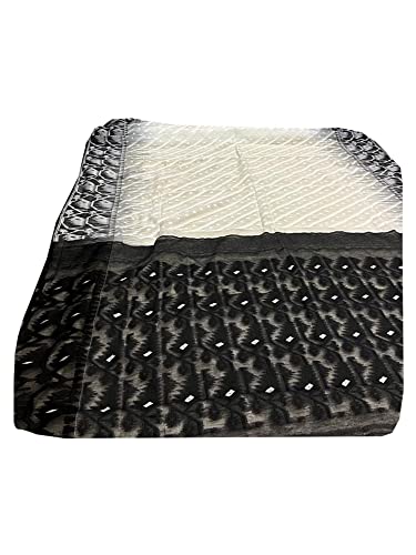 Sari bengalí de algodón suave negro ligero sin blusa evita el calor de 5.5m