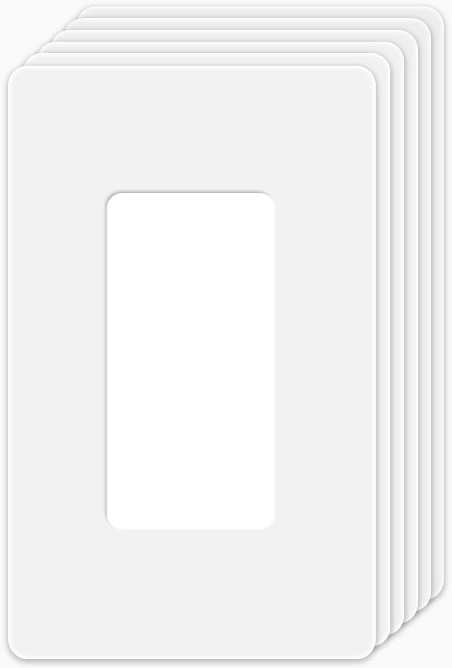 NA Pack Wall Plates,Switch CoversPlates,Outlet Covers,Screwless Wall Plate,White,1 Gang,UL Listed,4.50 x 2.76 (6 PACK), ZAWALLCOVER009 - 