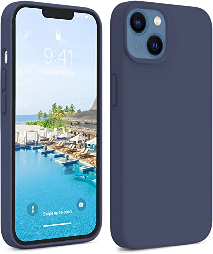 Image of DIZORO Compatible with iPhone 13 Case, Liquid Silicone Case, Full Body Protective Cover, Shockproof, Slim Phone Case, Anti-Scratch Soft Microfiber Lining, (6.1 inch Navy Blue)
