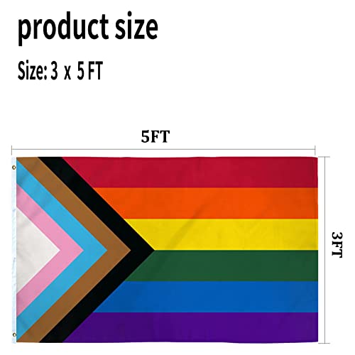 Progress Pride Flag 3X5 Outdoor Rainbow Lgbt Flags Banner Heavy Duty 210D Polyester Material Gay Flag With 2 Metal Grommets #TOP5