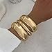 Bowdcvy Chunky Gold Bangle Bracelets for Women Stack Trendy Silver Wide Wrist Statement Cuff Bracelet Arm Cuffs Upper Bangle Fashion Jewelry Gift Accessories (3pcs gold)
