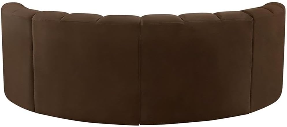 BOWERY HILL Contemporary Velvet Modular Sectional, 88" W x 43" D x 30" H, Soft Brown Upholstery, Deep Channel Tufting, Versatile Living Room Seating, Easily Expandable Modular Design