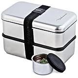 Modaniam Stackable Stainless Steel Bento Box Adult |leak proof| Stainless Steel Lunch Box container| Metal Bento box|Lunch Container Food storage |large compartment| bentobox| Non toxic|Silver