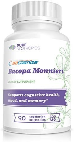 Pure Nootropics BaCognize Bacopa Monnieri Extract 300 mg – Improve Memory & Learning – Mood & Stress Support – 90 Vegetarian Capsules