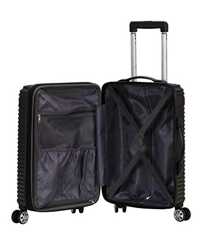 Rockland Star Trail Hardside Spinner Wheel Luggage, Black, 2-Piece Set (20/28)3