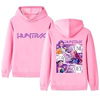 Duoxinbos KPOP Hoodies Girls Vintage Y2k Pullover Fashion Hip Hop Streetwear Cartoon Casual Long Sleeve Anime Hooded Sweatshirt for Kids Pink