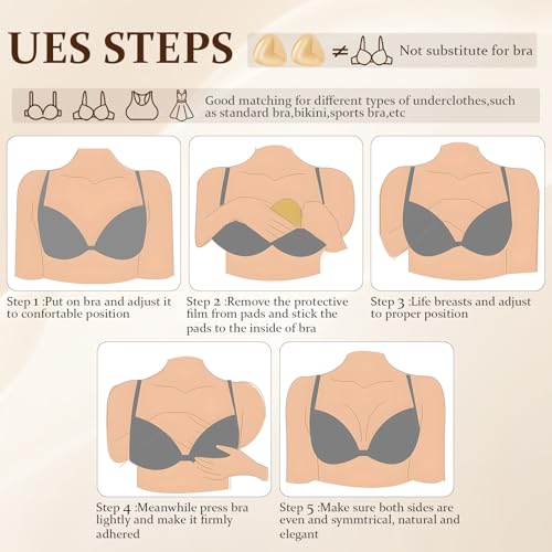 Sticky Bra Breast Enhancement, Sticky Bra Push Up Double Sided Bra Inserts Bra Pads for Bikini & Swimsuit Sport4