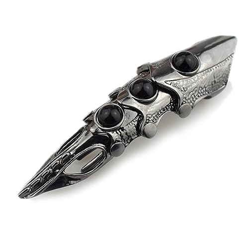 Gothic Armor Full Joint Ring for Men Women Punk Cool Cosplay Party Knuckle Joint Finger Rings (Black)