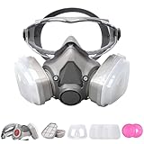 Reusable Respirator Gas Mask,2-in-1 Half Face Respirator with Replaceable Filters, Protection Against Chemicals, Organic Vapors, Dust, Particles for Painting, Welding, Woodworking, Pest Control