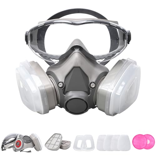 Reusable Respirator Gas Mask,2-in-1 Half Face Respirator with Replaceable Filters, Protection...