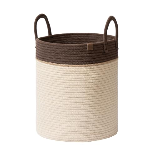 LA JOLIE MUSE Woven Basket Rope Storage Baskets - Large Cotton Organizer, Laundry Basket, Oatmeal, 40 Litres by LA JOLIE MUSE - Used condition - US$24.20