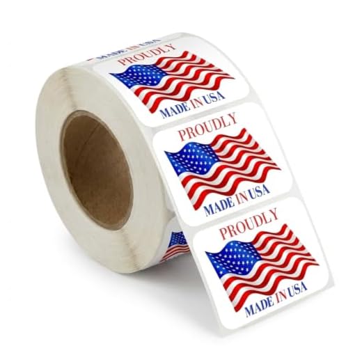 Made in USA Labels 3 X 2 Inches American Flag Stickers Glossy Paper, 500 PCS Per Roll Vinyl Decal United States Flag Sticker for Product Labeling (1 Roll)
