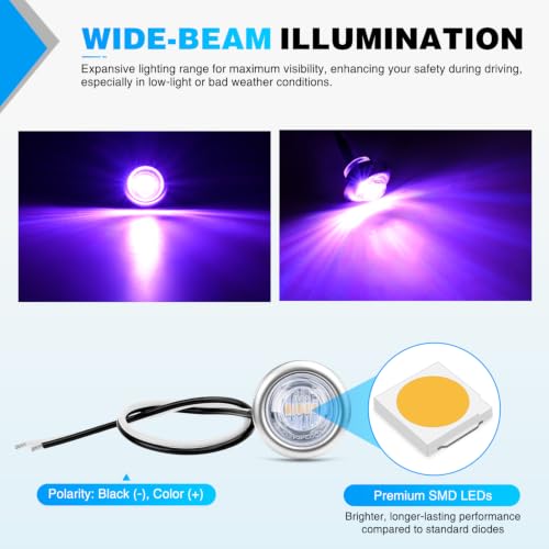 Image of Nilight 3 /4 inch Round Marker Lights 10PCS Purple Side Bullet Clearance Light
