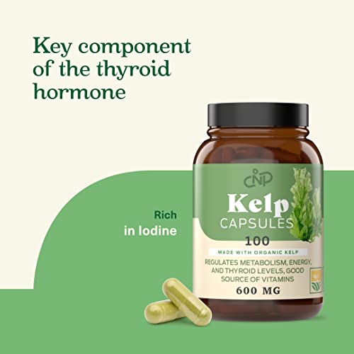 Raw Sea Kelp Powder Supplement - 600Mg Capsules 100 Pills Powdered Raw Seaweed & Thyroid Support Supplement #TOP2