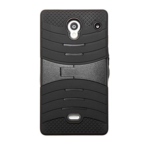 Mybat Asmyna Sharp 306 (Aquos Crystal) Wave Symbiosis Protector Cover (With Horizontal Stand) - Retail Packaging - Black #TOP1