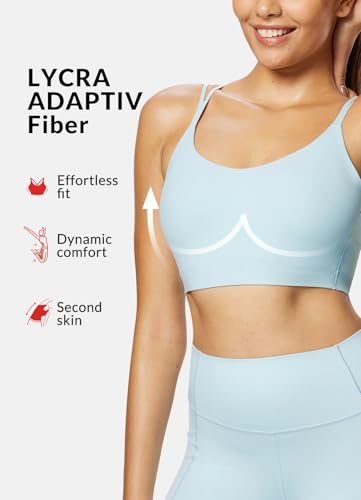 Image of baleaf everleaf Women's Sports Bra Longline, Molded Cup Yoga Bra Thin Strap Low Impact Workout Crop Tank Tops