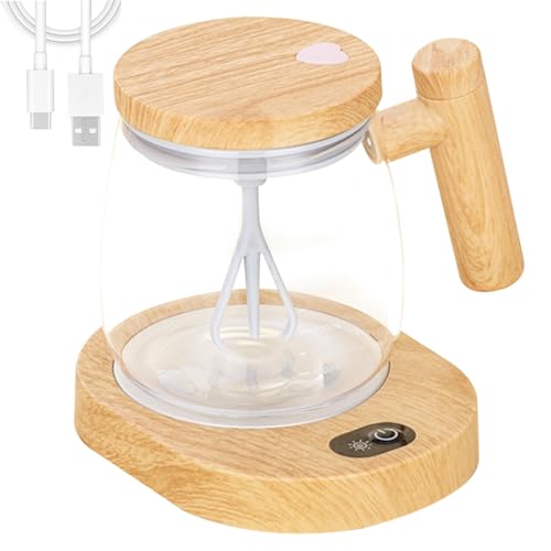 Taza de café con agitación automática de 400 ml con tapa, taza mezcladora eléctrica de alta velocidad, posavasos de temperatura constante, de viaje de vidrio con alto contenido de borosilicato