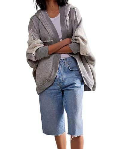 loveimgs Women Y2k Retro Open Front Hoodie Cardigan Sweatshirt Boyfriend Long Sleeve Hooded...