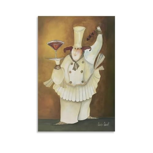 Fat Cook By Illustrator Jennifer Garant Chef Kitchen Poster Canvas Wall Art Posters For Room Aesthetic And Decor 1 Poster For Bedroom Living Room Bathroom Kitchen Office Decor 24x36inch(60x90cm)Unfram