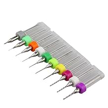 10Pcs Micro Mini Twist Drill Bits Set 0.3mm-1.2mm/0.1mm-1.0mm /1.1mm-2.0mm PCB Print Circuit Board Tungsten Carbide Engraving Metalworking Tool 0.1mm-1.0mm