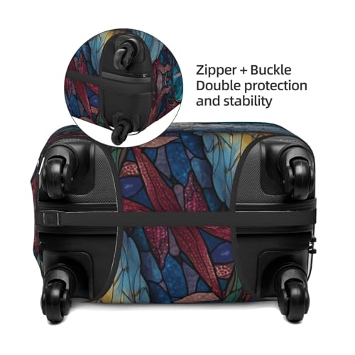 Stained Glass Cockatoo Elastic Travel Luggage Covers Dustproof Scratch-Resistant Suitcase Protector Fit 22-24 Inch2