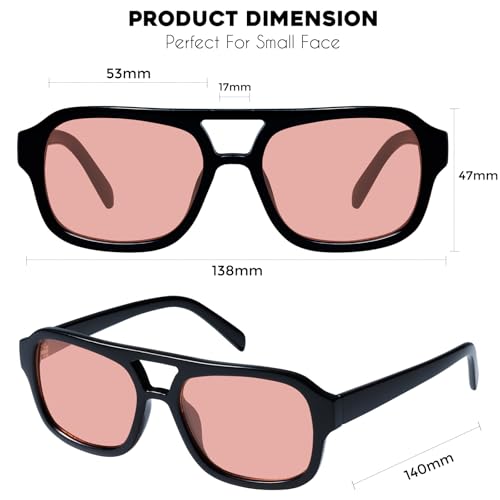 Image of mosanana Small Square Aviator Sunglasses for Women MS52362 | Retro Narrow Frame, UV400 Protection, Designed for Daily Outfits, Travel and Fashion Looks