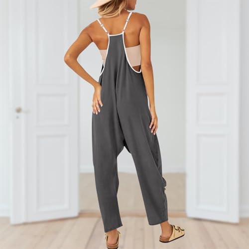 UNIANKIYA One Piece Jumpsuits for Women Casual Overalls Sleeveless Strap Rompers Travel Vacation Outfits Fall Fashion Clothes - Thumbnail 5