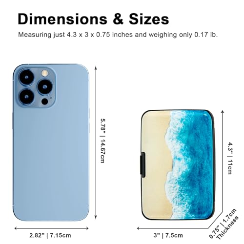 Image of Credit Card Holder, Metal Card Wallet RFID Blocking Mini Slim Aluminum Business Hard Card Case for Women Men (Beach)