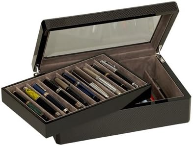 Venlo Carbon Fiber 20 Slot Pen Case With Glass Top