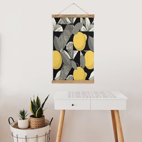 Pintura de pergamino FekiLoot con diseño geométrico de limón y soporte colgante vintage 7