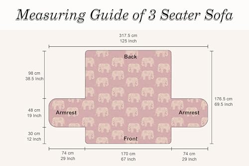 Image of Cloth Fusion 300 GSM Quilted Jaipuri Theme Printed 3 Seater Sofa Cover Mat-Style Fully Covered with Armrest Pockets, Adjustable Straps & Lock Fit (170 cm Seat Run, Elephant Block)