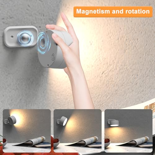 Wilktop luci da parete per uso interno, luce da parete LED con 5 temperature di colore e 3 luminosità dimmerabile, tocco/telecomando, luce da parete ruotabile a 360 ° per camera da letto