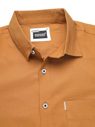 Image of Majestic Man Solid Cotton Casual Shirt - Slim Fit, Full Sleeves, Premium Button Closure