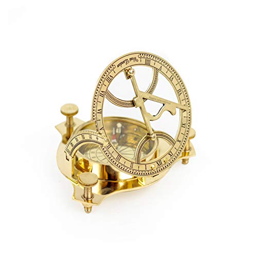 Brújula Sundial 4" de latón macizo pulido | reloj solar calibrado de bolsillo | Regalo náutico y marino para deportes y aventuras al aire libre miniatura 1