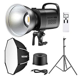 NEEWER CB60 60 W LED-Videolicht, 5600 K LED-Dauerlicht Set mit Bowens Halterung, 2,4 G Funkfernbedienung,Softbox,Ständer, 6500 Lux bei 1m, CRI 97+, TLCI 97+ für Porträt,Hochzeit,Aufnahm Freie,YouTube