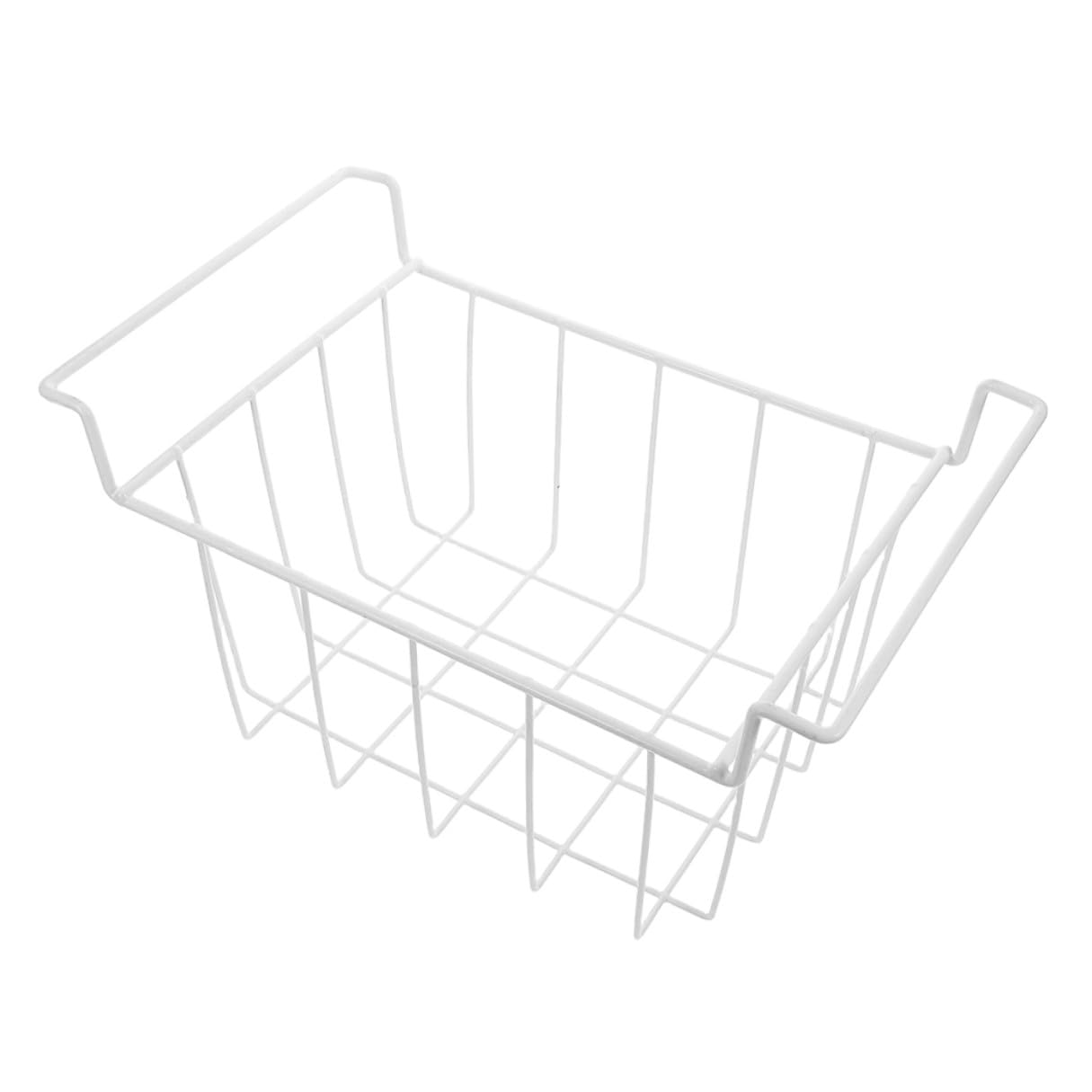 LIFKOME Cestello Organizer per Congelatore Profondo in Ferro Bianco con Manico Sospeso, Facile da Pulire e Accesso Rapido per Organizzare Freezer