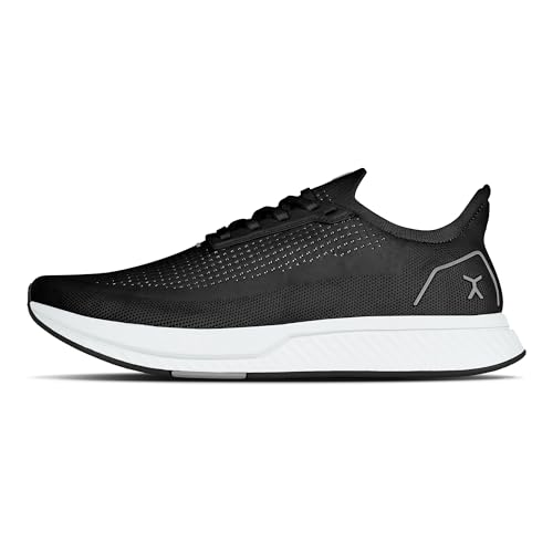 FLUX FOOTWEAR Adapt Bundle – Zero-Drop Running Shoes with Knit Upper & UltraFlex Midsole + 3-Pack Medium No-Show Toe Socks – Lightweight, Breathable, and Versatile – Black/White - US Size 102