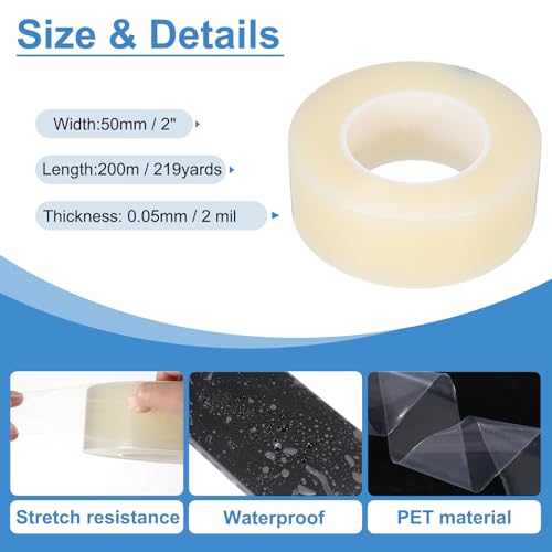 Image of PATIKIL Removable Protective Film Tape, 2 Inch x 656 ft PE Surface Protective Scratch Film Tape Roll for Furniture Electrical Appliances Plastic Hardware High Stickiness Clear