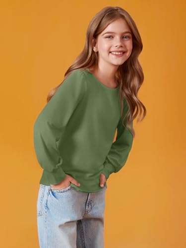 Image of Haloumoning Girls Puff Long Sleeve Shirts Fall Tops 5-14Y