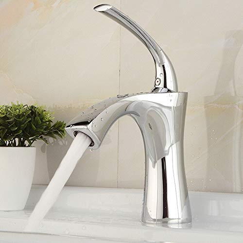 Mitigeur lavabo chrome pour robinet de salle de bain en laiton élégant