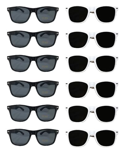 12 Black-12 White Wedding Sunglasses 24 Bulk Sunglasses For Party Guests Adults Men Women Party Favors