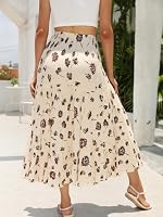 Genfien Rock Damen Lang Elegant Chiffon Röcke mit Futter Elastische Taille Taille Maxirock Casual Freizeitrock Hochzeit Cocktail Skirt – Ansicht 3