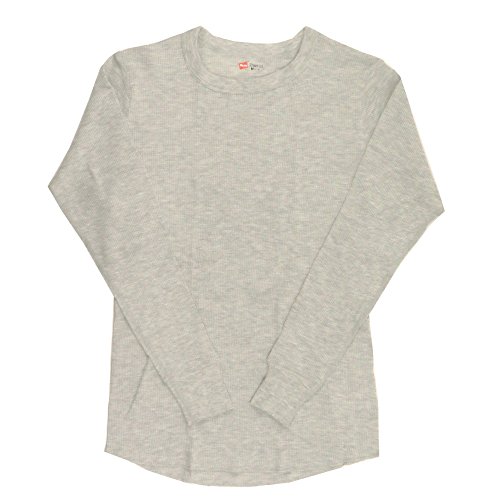 長袖シャツ Tシャツ 防寒 あたたかい 柔らかい綿混素材 丸首 ワッフル編み サーマル クルーネックロングスリーブ HM4-Q501 メンズ ヘザーグレー L