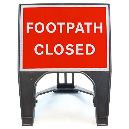 Footpath Closed 600x450mm Road Sign - Plastic Temporary Road Street Traffic Safety Sign for Road and Street Works - Freestanding with Reflective Sign Face
