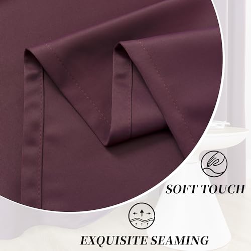 Image of HUTO Blackout Curatins Window Drapes for Bedroom Living Room - Antique Copper Grommet Room Darkening Thermal Insulated Privacy Protect Draperies Curtains, Set of 2, Purple Burgundy Red, 42W x 84L