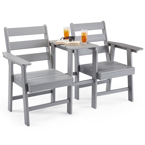 VonHaus Adirondack Love Seat for Garden - 2 Seater Grey Jack & Jill Love Seat Patio Set - 2 Person...