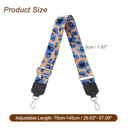 Image of uxcell Wide Shoulder Strap, 5cm Adjustable Purse Strap Replacement Crossbody Strap for Shoulder Bag Handbag, Blue, Silver Square Mouth Buckle