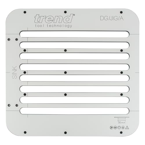 Trend Drainer Groove Jig, Precision Routing Template for Belfast and Undermount Sink Worktops, 0.5° Fall, 8 Grooves at 50 mm Centres, CNC Machined HPL Body, DG/JIG/A