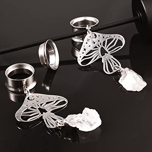 Vankula 2Pcs Jellyfish Natural Stone Hypoallergenic Stainless Steel 0G 2G Plugs Ear Gauges Tunnels Piercing Expander Stretchers Fashion Body Jewelry #TOP5